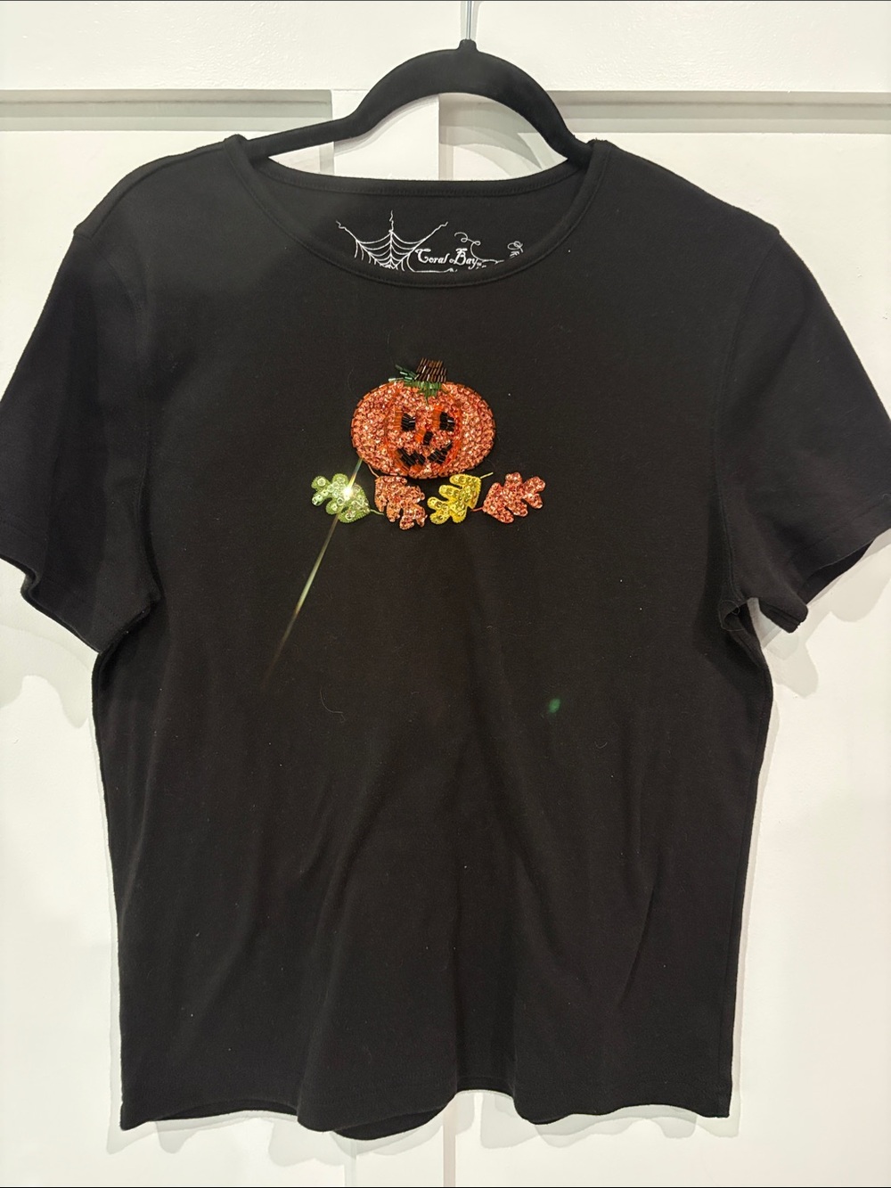 Coral Bay Sequin Pumpkin Tee - Black -